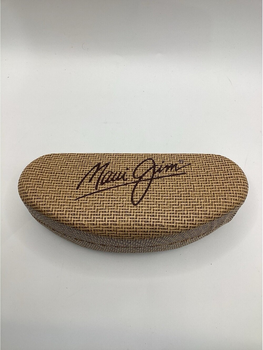 Maui Jim Sunglasses Large Hard Case Tan Woven Texture Clamshell READ